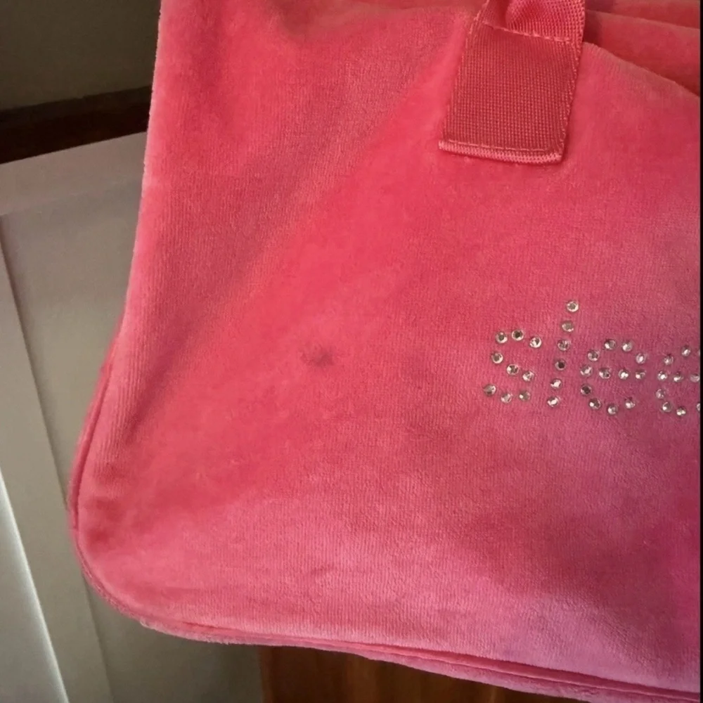 Vintage Y2K Limited Too Sleep Over Bag Hot Pink Velour Studded Girls Bag 💗💓 - Picture 5 of 10